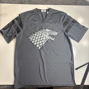 HBO Game of Thrones House Stark Men's Large Athletic Grey #1 Football Jersey